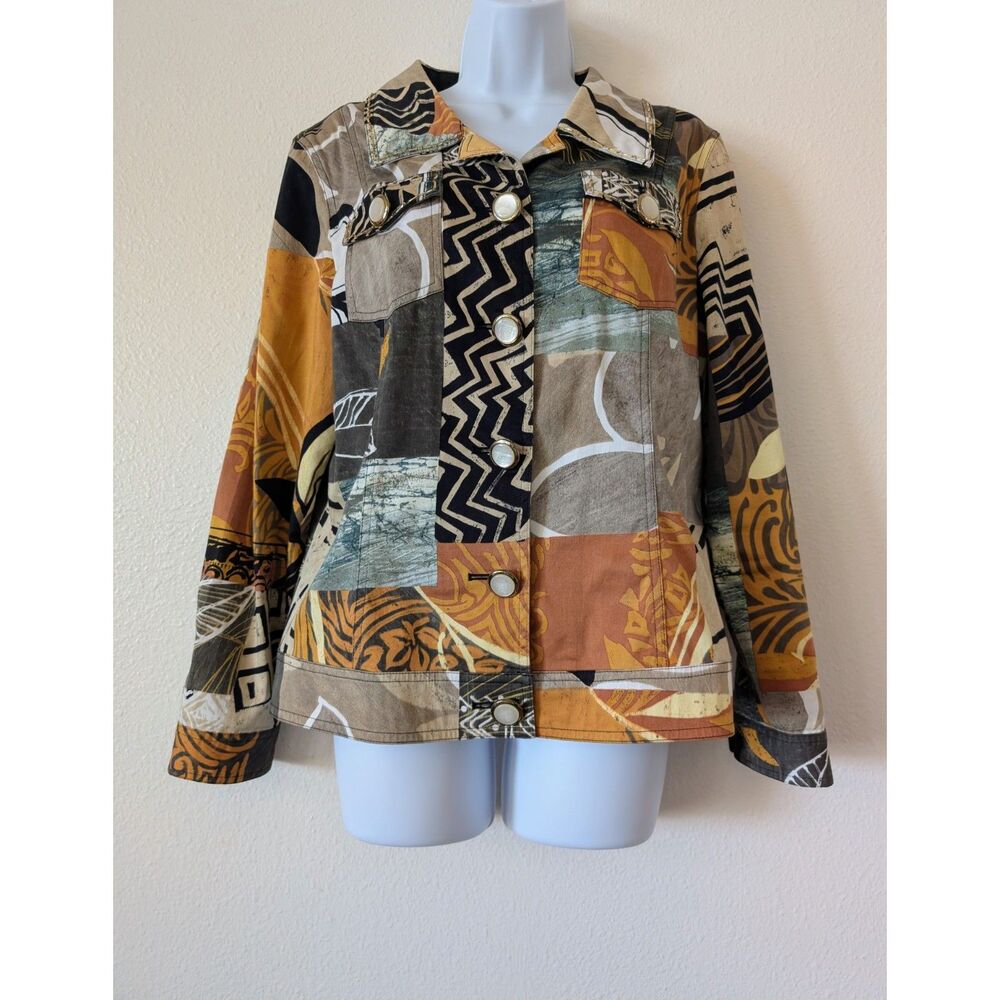 Patchington Patchwork Print Jacket Stretch Button… - image 8